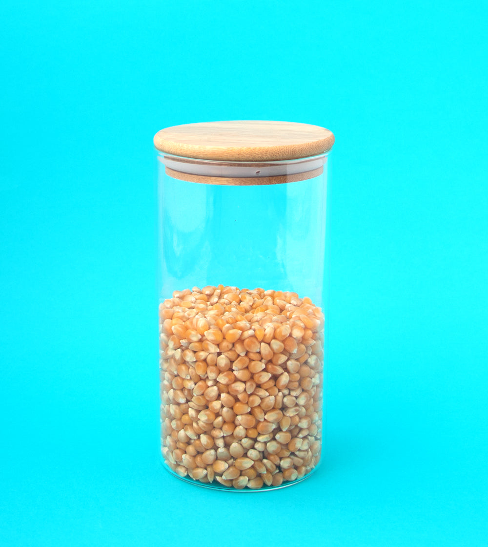 Pote de Mantimentos Redondo 1100ml com Tampa de Bambu