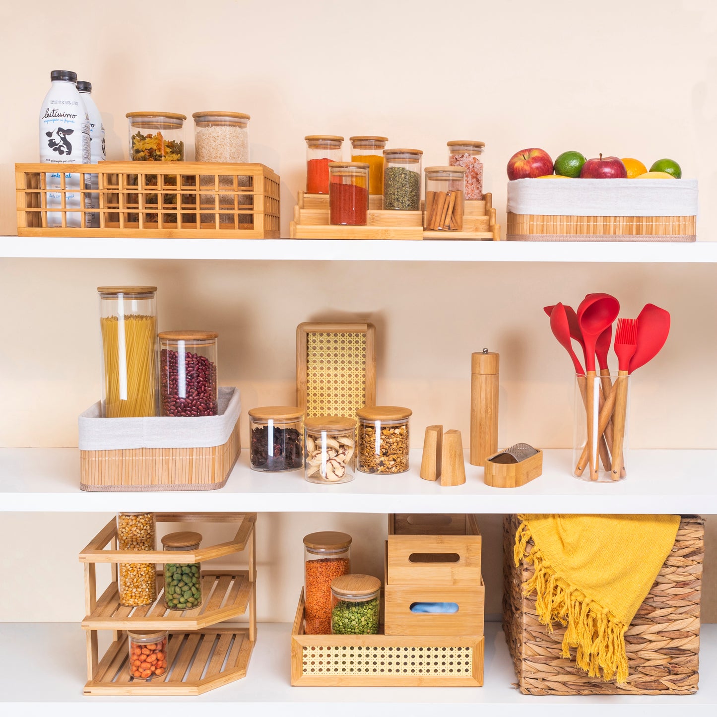 Rack Escadinha Organizador Extensível de Bambu