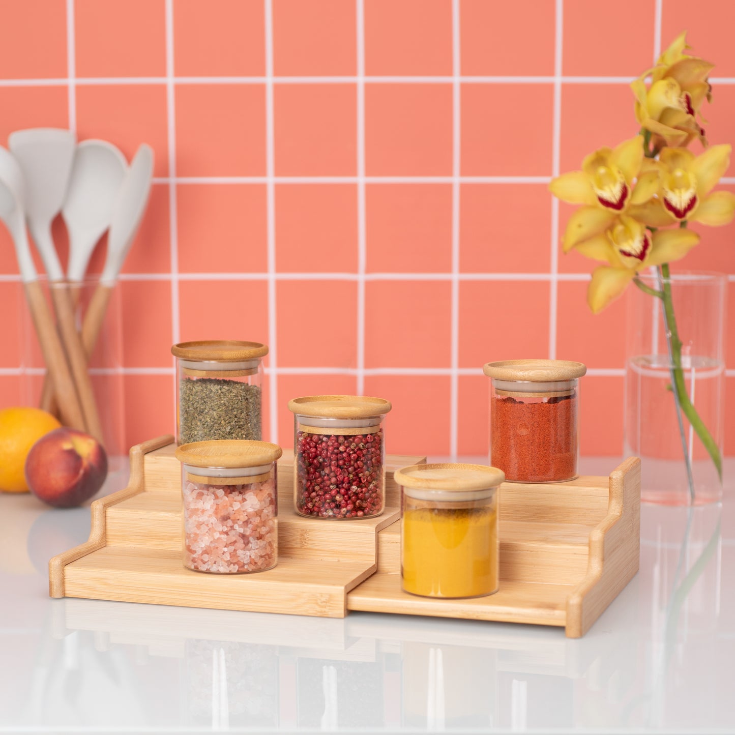 Rack Escadinha Organizador Extensível de Bambu