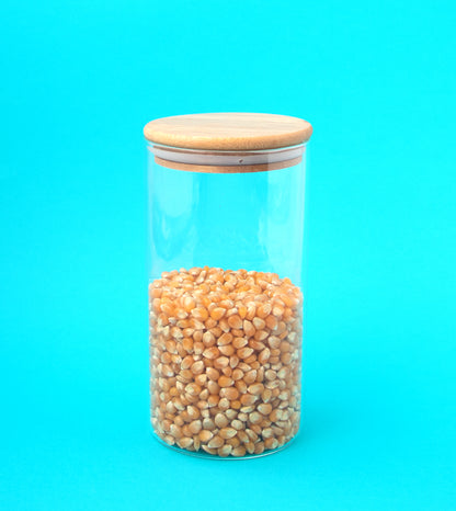 Pote de Mantimentos Redondo 1100ml com Tampa de Bambu