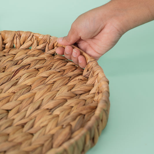 Bandeja Redonda Com Alças 30CM de Fibra Natural